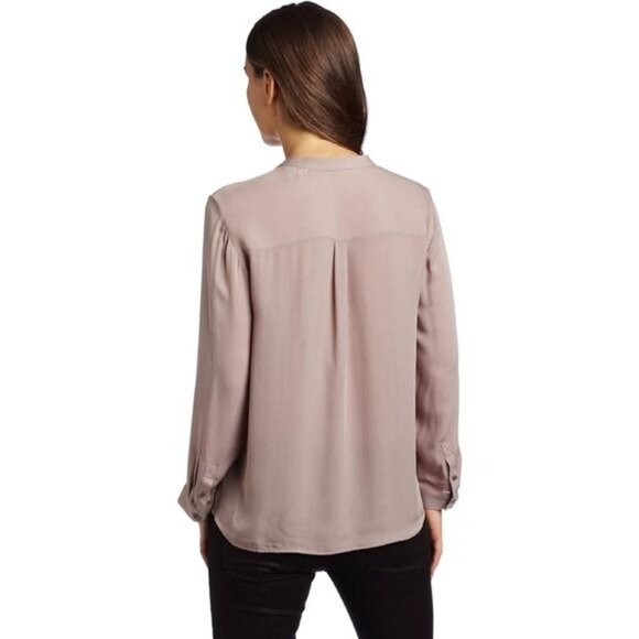 JOIE Edaline Long Sleeve Button-Up Front Tie Dusty Rose Silk Blouse Women's Sz M - Picture 4 of 8